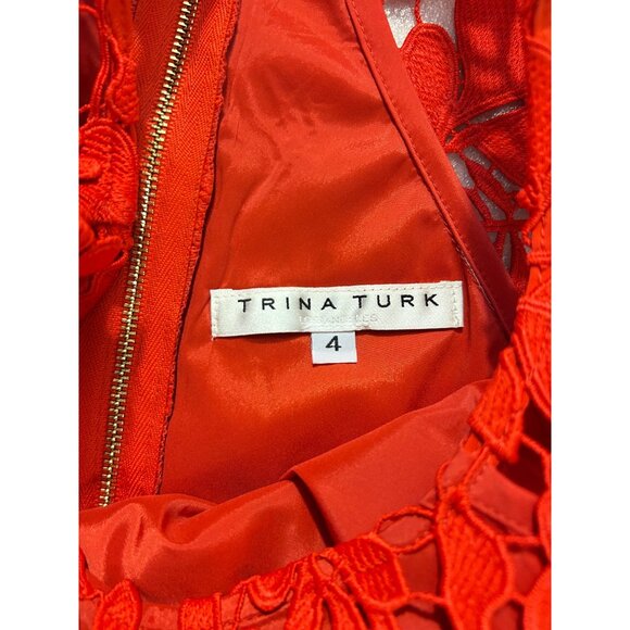 Trina Turk Red Rowan Crochet Lace Dress size 4 - Picture 5 of 5